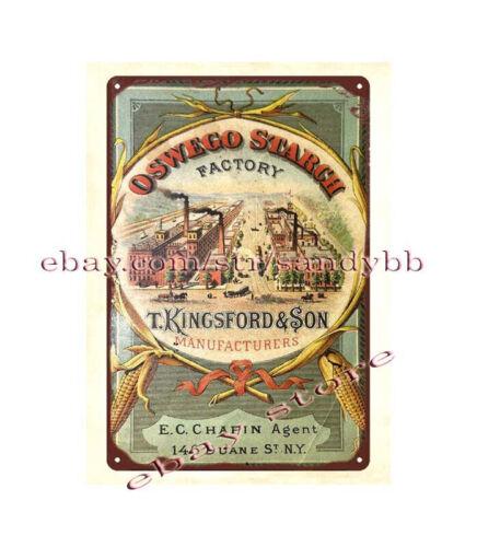 

nostalgic metal wall decor 1876 Oswego Starch Company Centennial metal tin signAluminum 20x30cm（7.8x11.8inch）