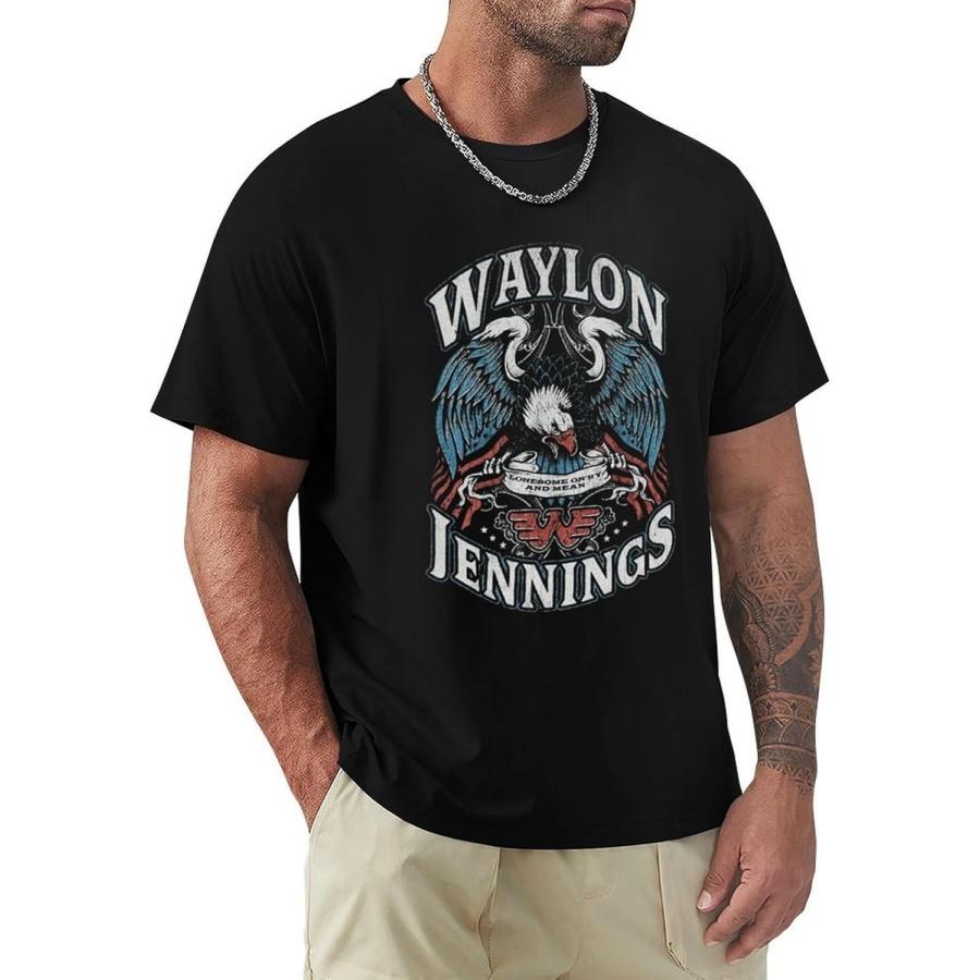 

FHDGBMNB Men s Cotton T-Shirts Waylon Jennings Short Sleeve Crewneck Sport Tee XXXXXL різнокольоровий