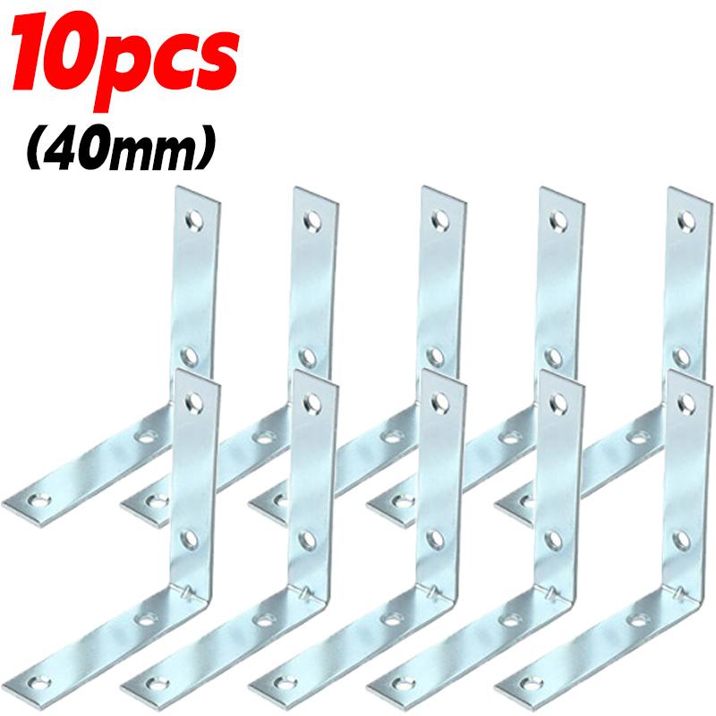 25/60mm 90 Degree L Joint Brackets Furniture Wood Shelf Door Cabinet Fastener Universal Stainless Steel Brace Joint Hardware