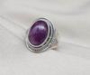 Handmade Amethyst 925 Sterling Silver Ring: Boho Oval Gemstone