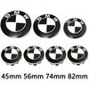 Car Black White BMW Logo Front Hood Emblem 82mm Rear Badge 74mm Wheel Hub Cap 56mm Steering Wheel Sticker 45mm Accessories GM6