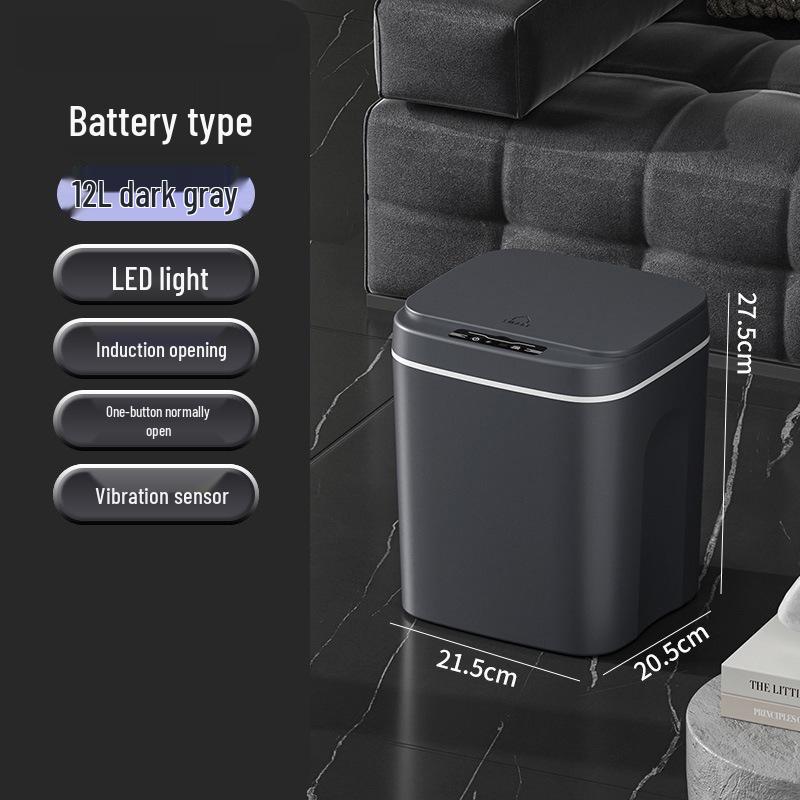 2026 Smart Induction Trash Can with Built-in Press Ring, Long Battery Life, 16L Capacity for Living Room