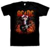 AC/DC cd lgo ANGUS YOUNG IN FLAMES / ROCK OR BUST Camiseta Oficial Tamanho LRG nova Camiseta Unissex
