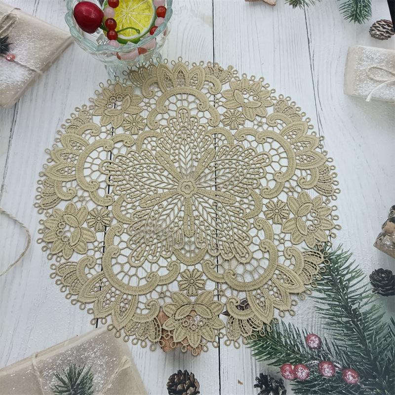 European Pastoral Crochet Embroidery Exquisite Table Mat Bar Counter Wine Glass Coffee Cup Coaster Birthday Tea Party Decoration