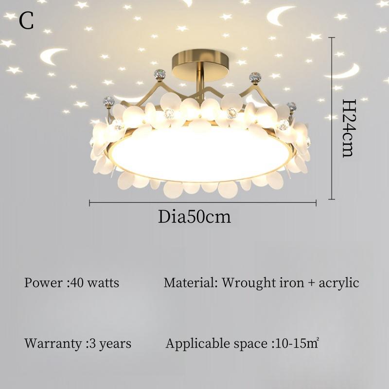 Modern Crystal Crown LED Ceiling Chandelier Lights Children Girls Bedroom Study Living Kid's Room Pendent Lamp Home Decoration