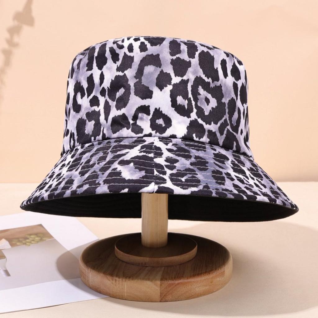 Leopard Print Bucket Hat Female Double-Sided Can Wear Sunshade Basin Hat