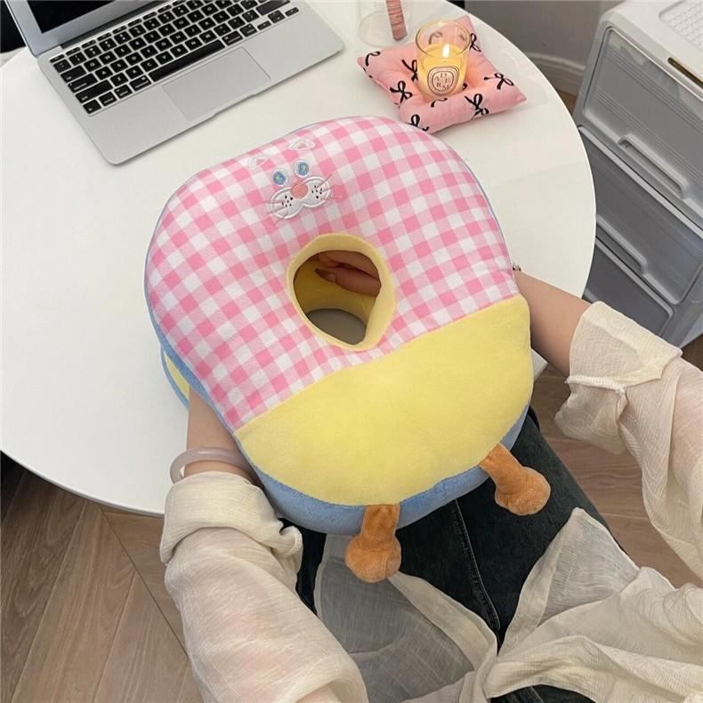 Dopamine Lattice Emoticon Pattern Neck Pillow Plush Toy Office Rest Prop Gift