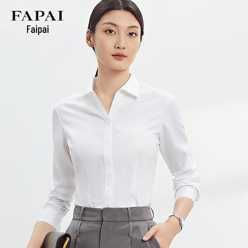 FaPai Women's V-Neck Wrinkle-Free Cotton Shirt