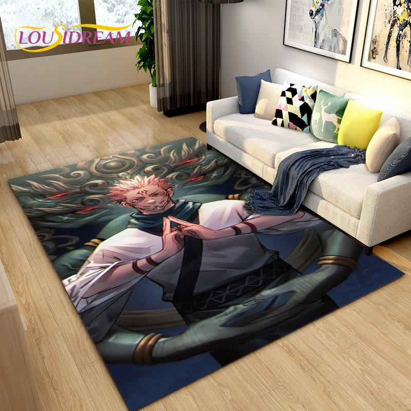 Jujutsu Kaisen Anime Cartoon Area Rug,Carpets Rug for Living Room Bedroom Sofa Doormat Decoration,Kids Play Non-slip Floor Mat