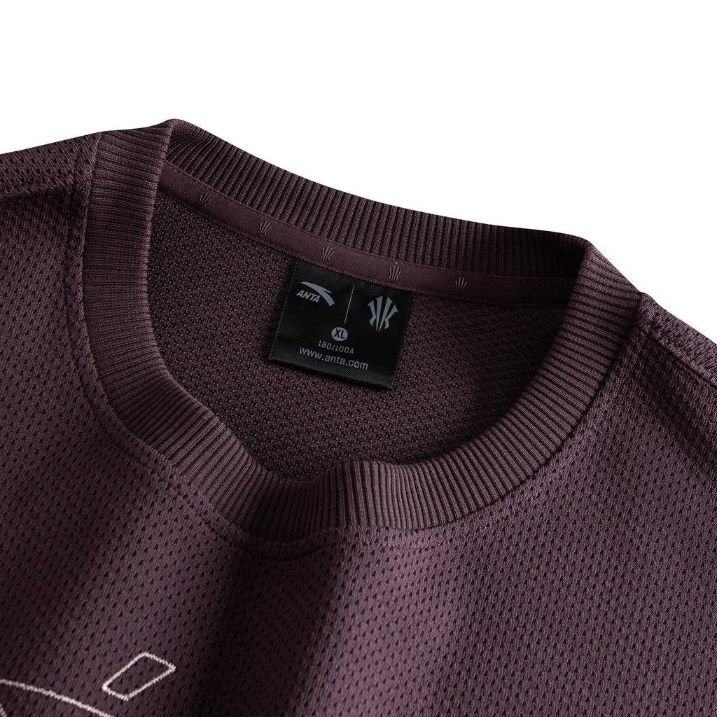 ANTA Unisex Casual Printed Knit Long Sleeve T-Shirt Dark Purple 972611401-4