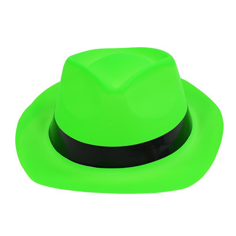 Fashionable fluorescent black belt plastic top hat, retro jazz top hat, British style party decoration hat, adult style hat, cir