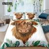 Highland Cow Duvet Cover King Sunflower Black Cattle Bedding Set Microfiber Farm Animal Cow Western Farmhouse Cattle Quilt Cover