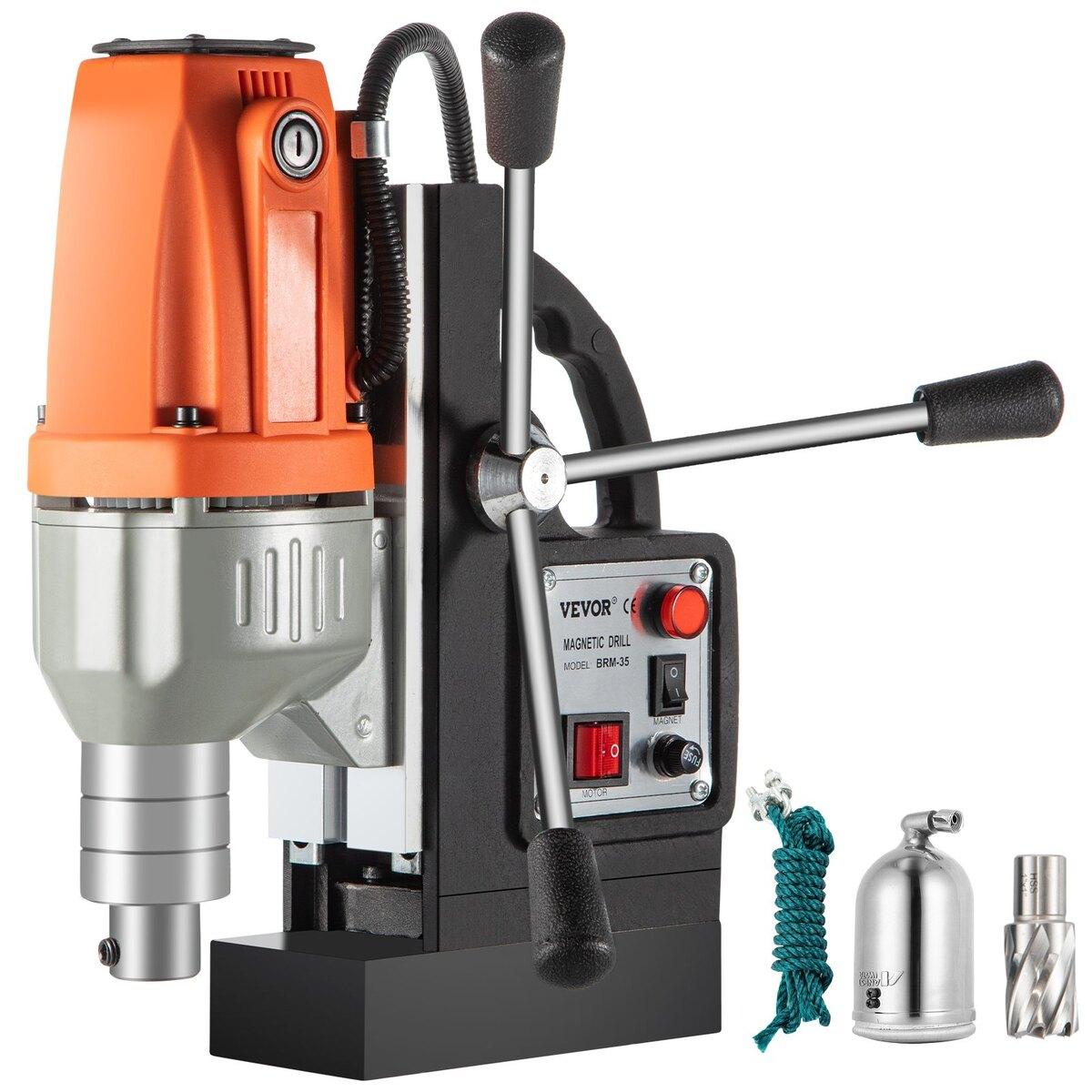 Perceuse Magnétique 220V-240V Machine à Percer Magnétique 980W, Perceuse à Colonne Métal Haute Puissance 680 tr/min, Perceuse à Colonne Métal Multifonction Perçage sur Noyau 35MM