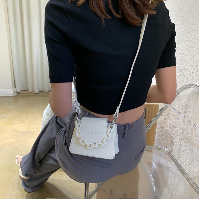 Summer Contrast Mini Bag 2023 New One Shoulder Trend Crossbody Bag Chain Small Square Bag