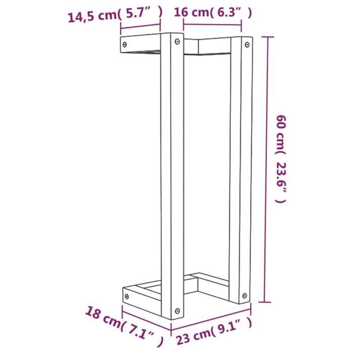 VidaXL Porte-serviette 23x18x60 cm Bois de pin massif 822392
