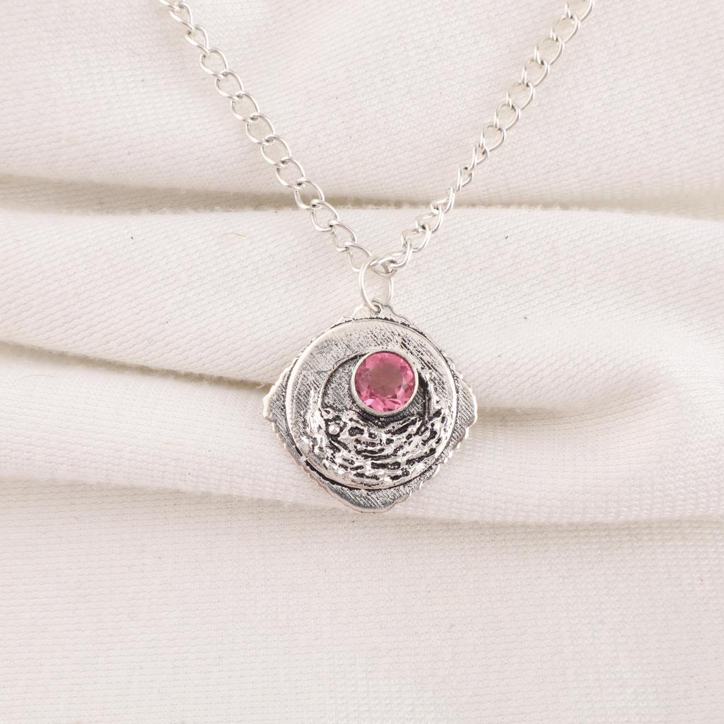 Pink Tourmaline Jewelry, 925 Solid Sterling Silver Gemstone Pendant, Handmade Jewelry, For Memorial Day