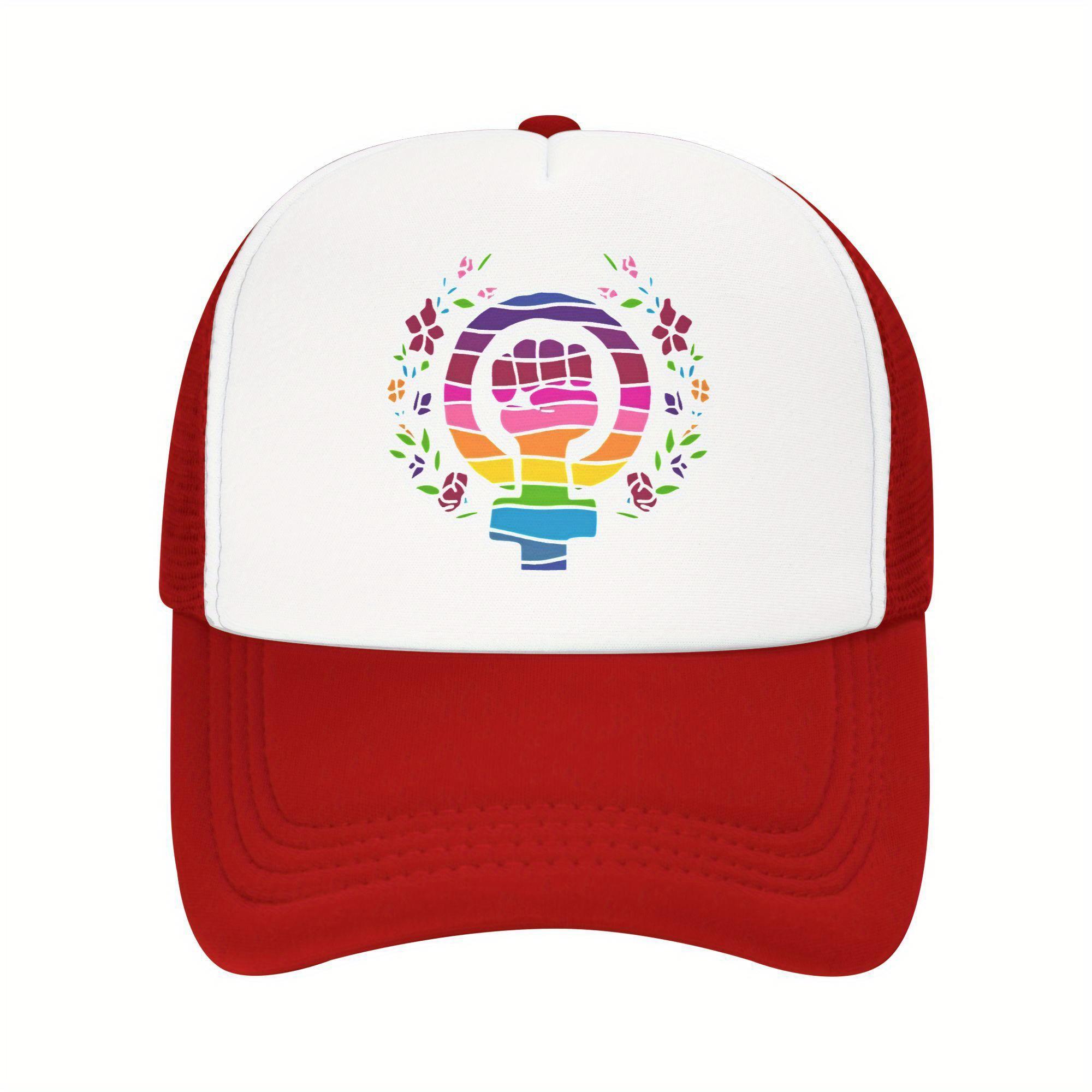 

Feminist Fist Rainbow Symbol Trucker Cap Breathable Mesh Back Adjustable Casual Baseball Hat Unisex Outdoor One Size