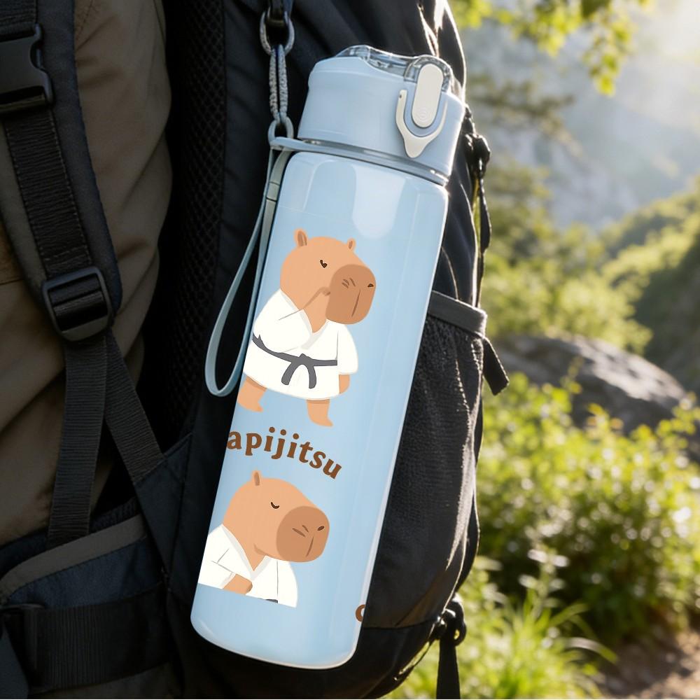 1PC Cool Dog Sunglasses Art 750ml Color Plastic Sports Water Bottle Leakproof Flip Straw Lid Suitable for Sports Office Home Use