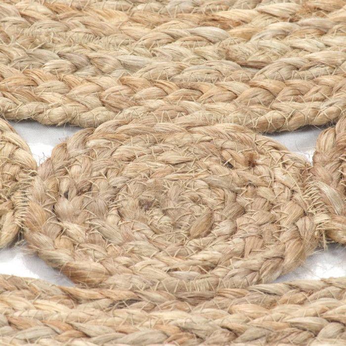 VidaXL Tapis Jute design tressé 150 cm rond