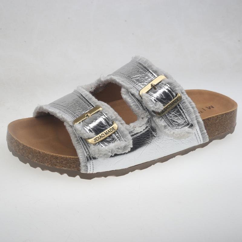 

Platform slippers women s summer outer wear 2025 new versatile skirt seaside leisure beach one-word sandals 40 серебряный