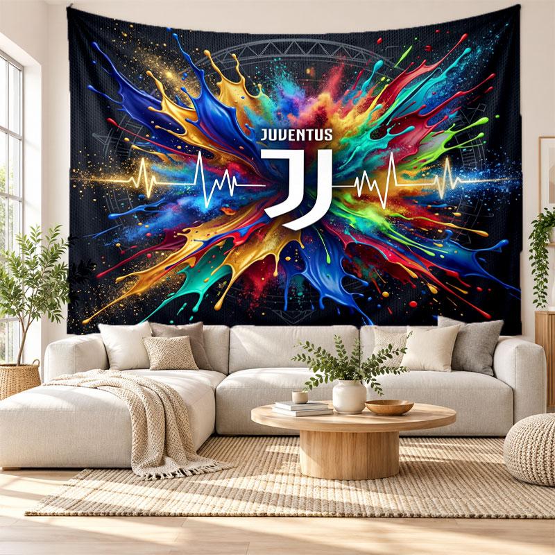 קיר קיר של יובנטוס FC, תליית קיר מבד רך, רקע דקורטיבי לחדר שינה, אמנות קיר לבית