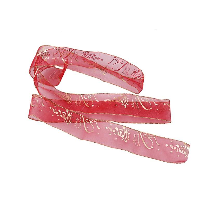 Fashion Creative Red Flower Printing Christmas Ribbon Christmas Tree Decoration