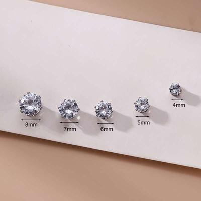 Magnetic Earrings No Piercing Stainless Steel Six Claw Zircon Ear Clip Fashion Ear Jewelry