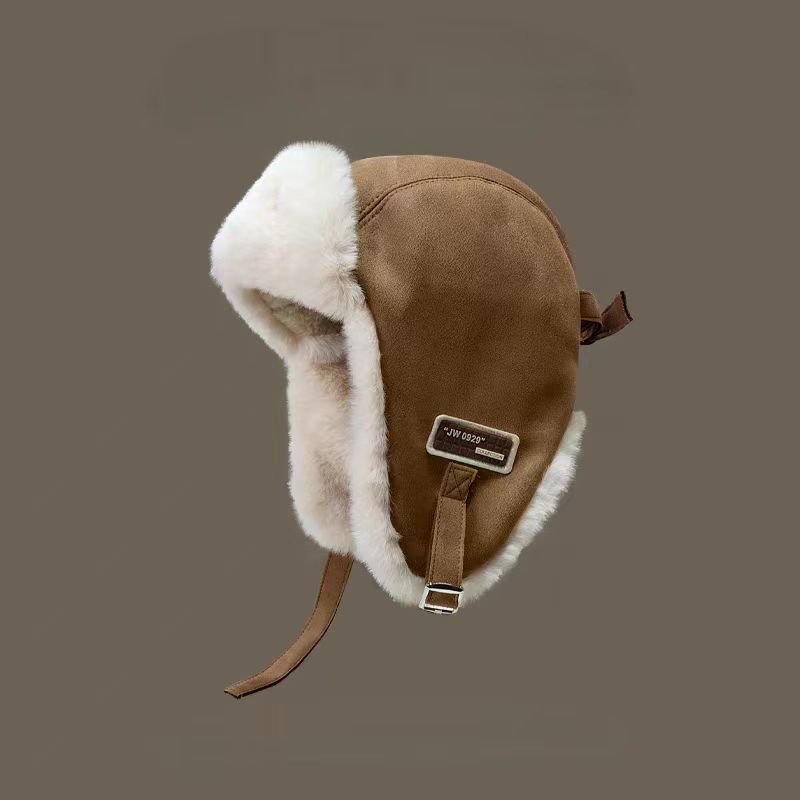 Winter Men's Fleece-Lined Thickened Hat Women's Retro Fashion Cold-Resistant Warm Cycling Earflap Hat