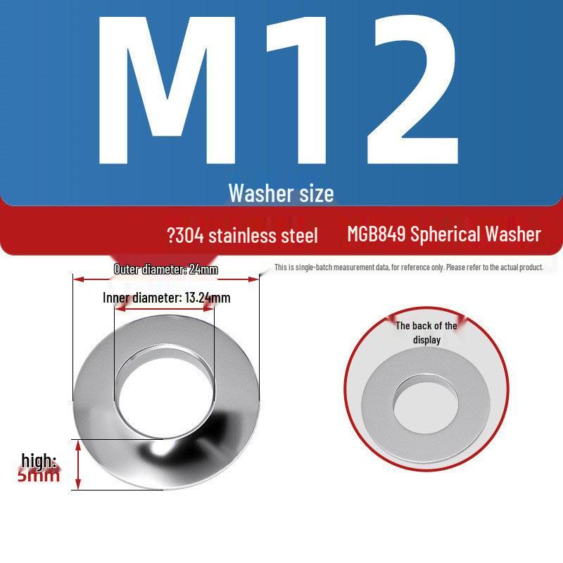 304 Stainless Steel Conical, Spherical, and Concave Convex Washers (M6, M8, M10, M12)
