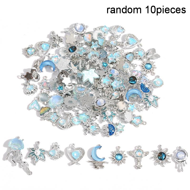 10Pcs Premium Star Moon Alloy Pendants Scratch Resistant Charms for DIY Jewelry Making Handmade Craft Accessories