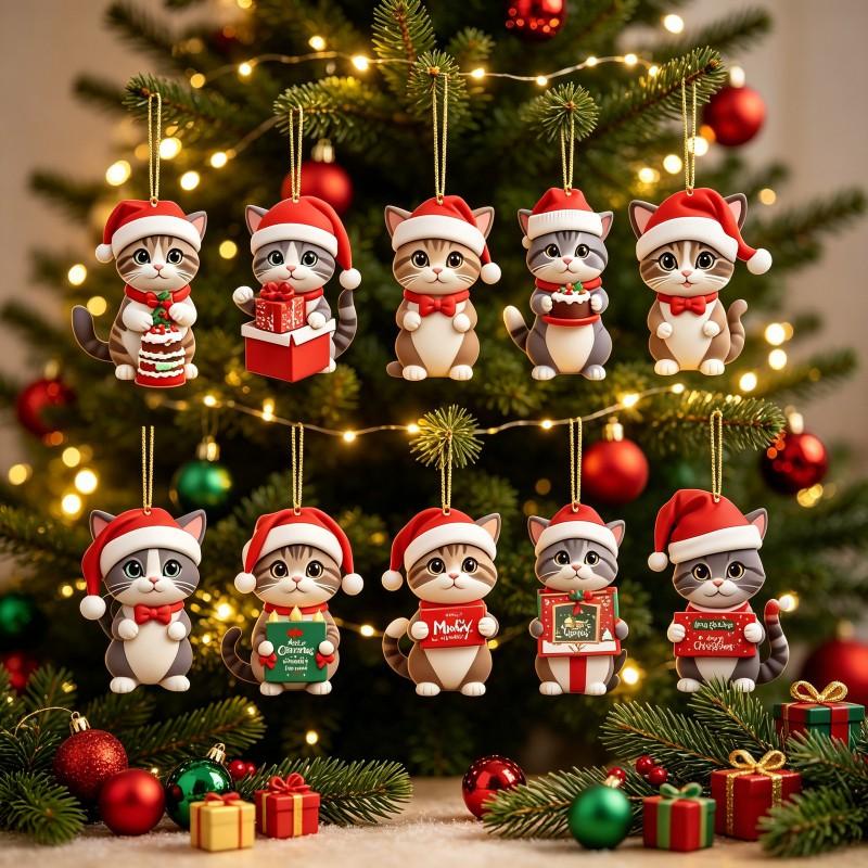 Christmas Countdown Advent Calendar Cat Blind Box Acrylic Ornament Festive Tree Decor