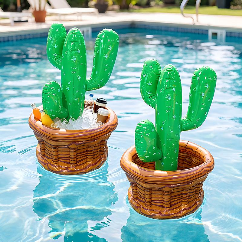 Inflatable Cactus Beer Barrel Floating Ice Bucket for Pool Parties