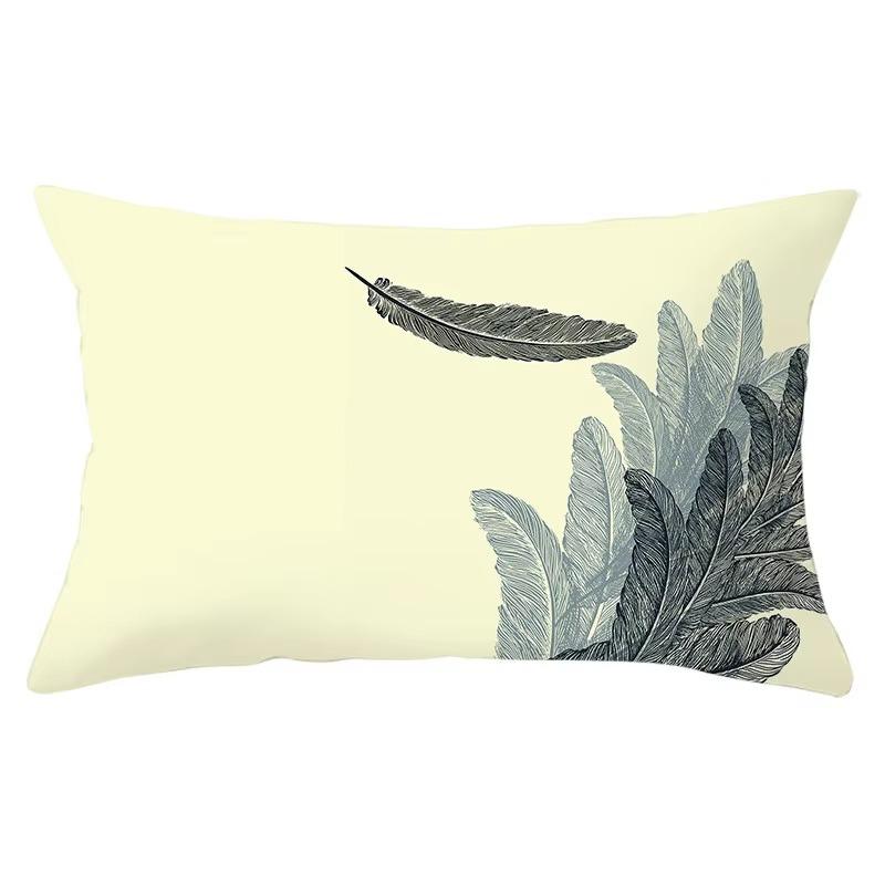 30X50cm Feather Pattern Printed Decorative Cushion Bedroom Living Room Backrest Home Rectangular Pillowcase