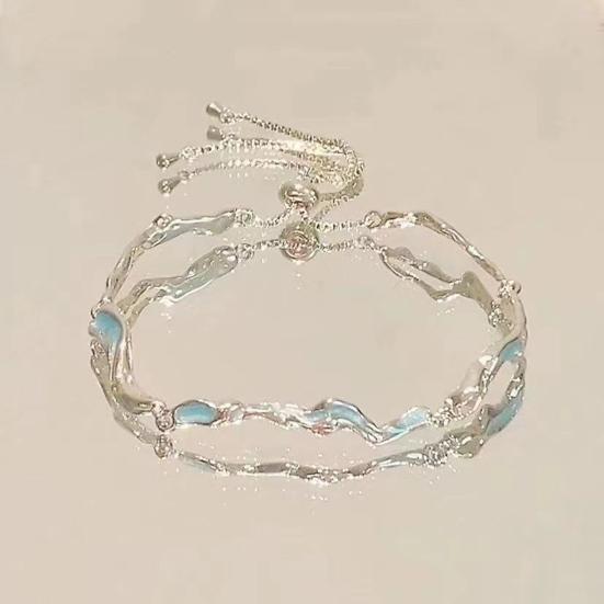 Women Bracelet Shiny Cubic Zirconia Flower Shape Bangle Adjustable Length Sweet Bracelet Versatile Fashion Accessory
