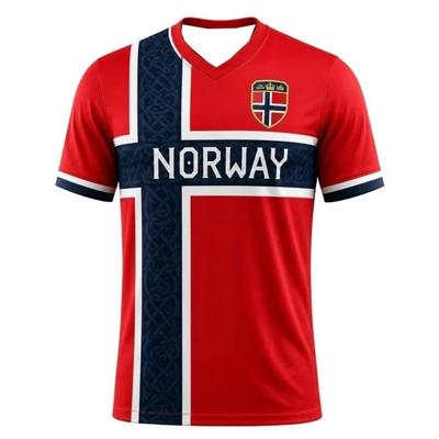 2026 Norwegen Flag Football Trikots Herren Schnelltrocknend Sporttraining Fan Shirt Kulturelle Freizeitkleidung