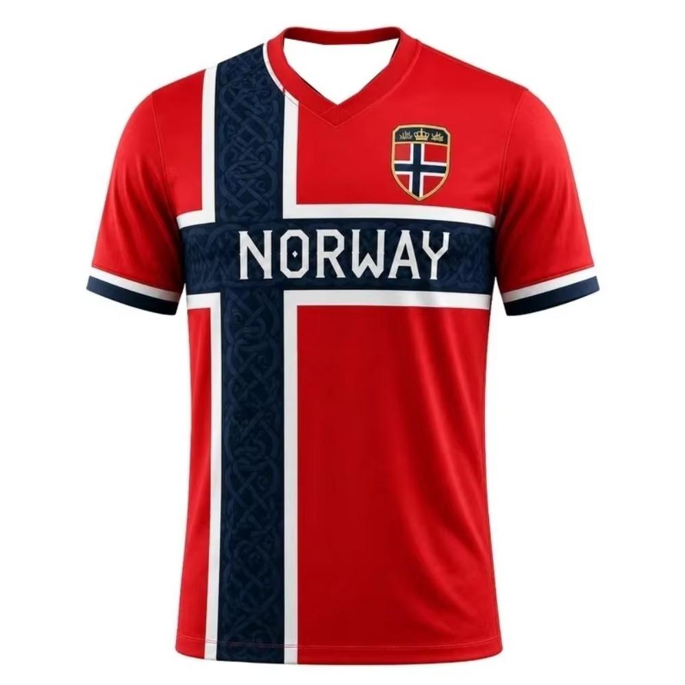 ETST 03 2026 Noorwegen Vlag Voetbalshirts Heren Sneldrogend Sport Training Fan Shirt Culturele Vrijetijdskleding 4XL