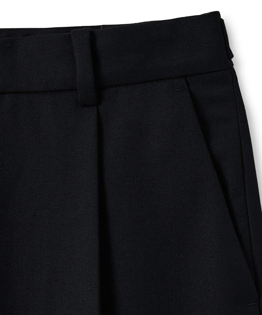 NOIRER Wool One-Tuck Relaxed Slacks (Black)