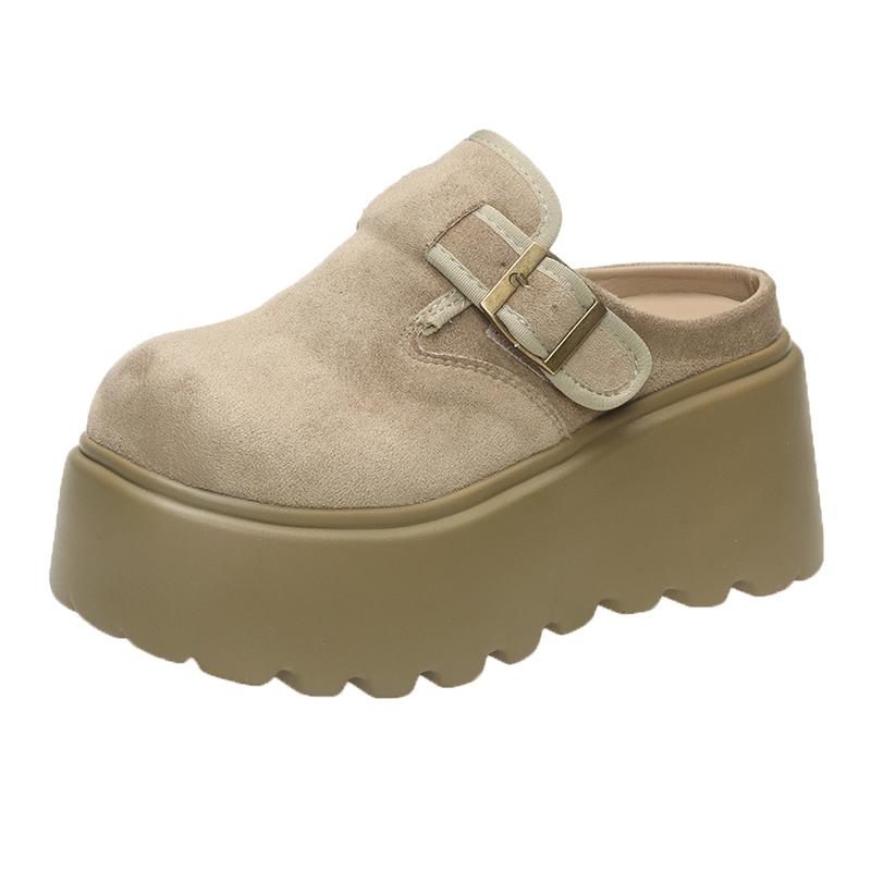 Moda 8CM Pelle Scamosciata Casual Donna Piattaforma Zeppa Basse Pantofole Ciabatte Zoccoli Nuova Estate Pantofola Traspirante Alta Marca Scarpe