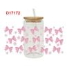 Clear Libbey Glasses Wraps Bow Theme Cup Decals Creative Pink Bow Decals  For 16Oz Glass Cup