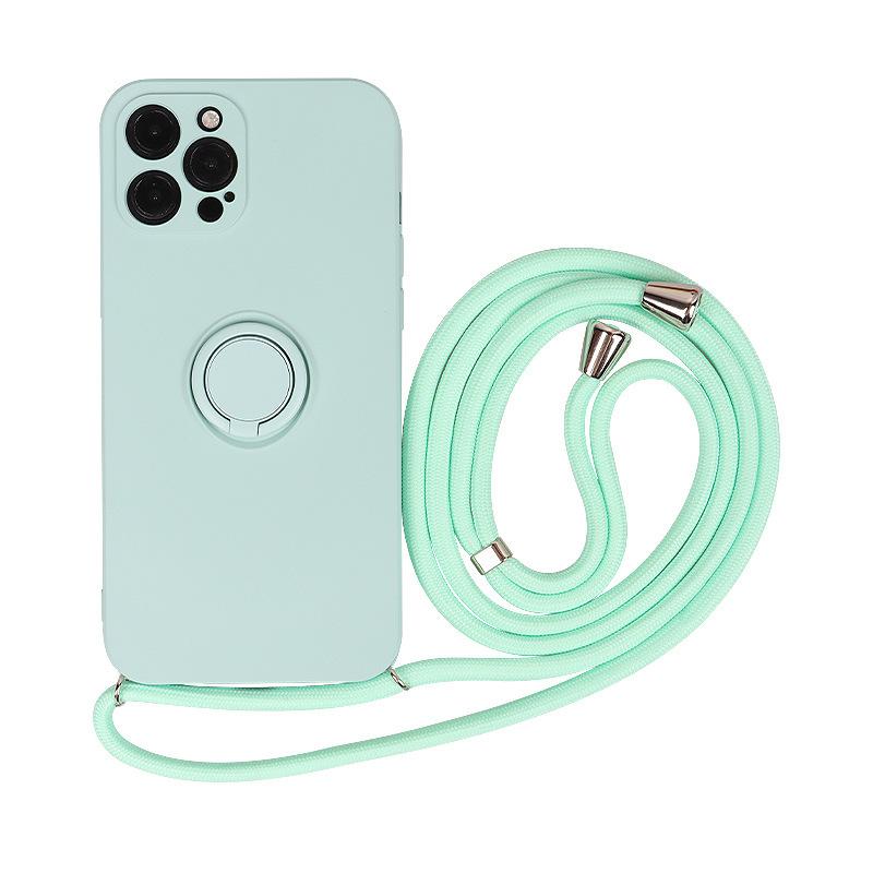 Liquid Frosted Magnetic Silicone Phone Case With Lanyard Crossbody Stand Protective Cover For Apple Iphone