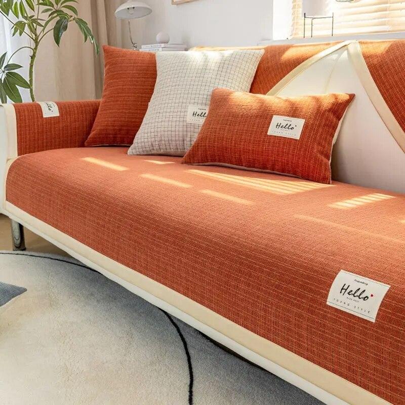 Katoenen linnen bankhoes Vier seizoenen universele woonkamerbank antislip kussen verdikte rugleuning armleuning handdoek zacht comfort 70X70CM 1PCS