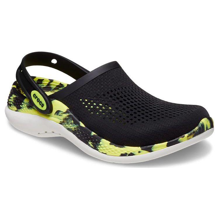 Crocs LiteRide 360 Marble Pattern Unisex Black EVA Breathable Outdoor Beach Clogs 207634-02K