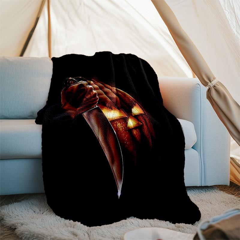 Coperta stampata a tema horror di Halloween - Perfetta per divano, letto, viaggi e uso all'aperto | Lavabile in lavatrice, accogliente e resistente.