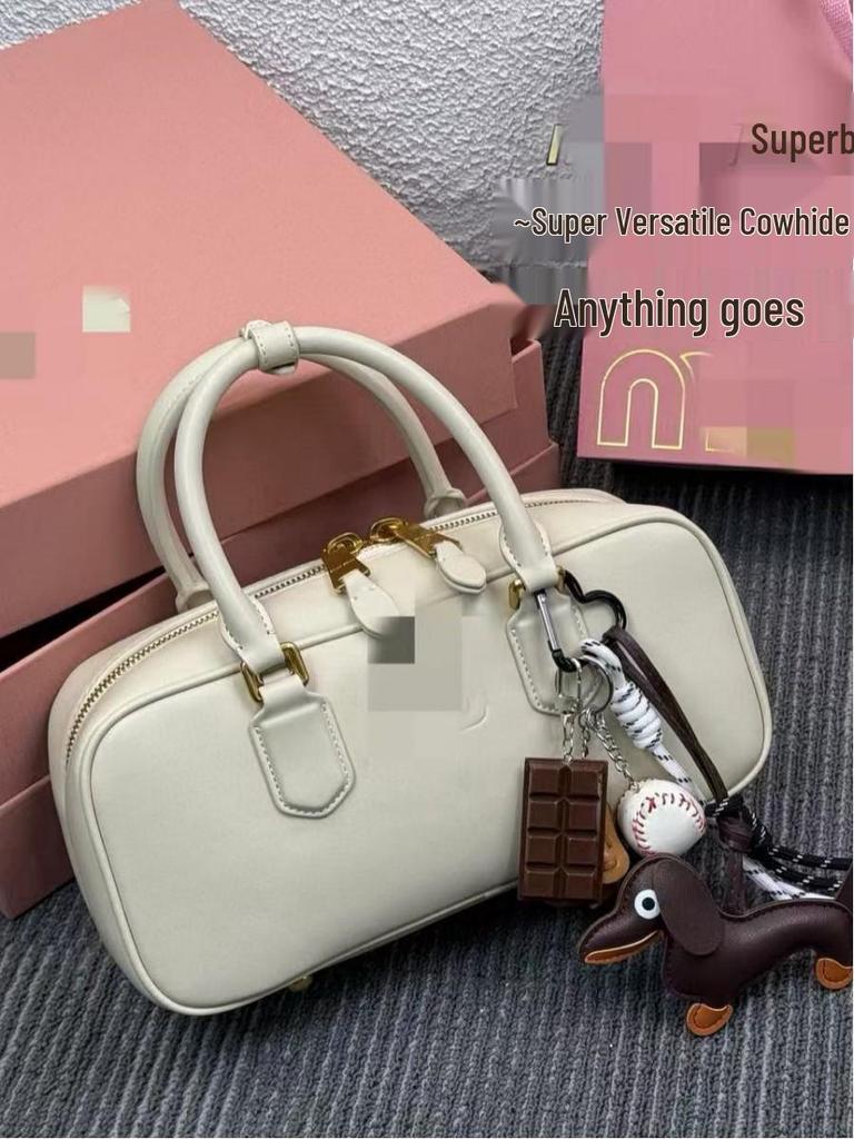 Miu Jia Retro Fashion Versatile Bowling Bag - High-End Small Square Handbag, Shoulder & Crossbody Bag