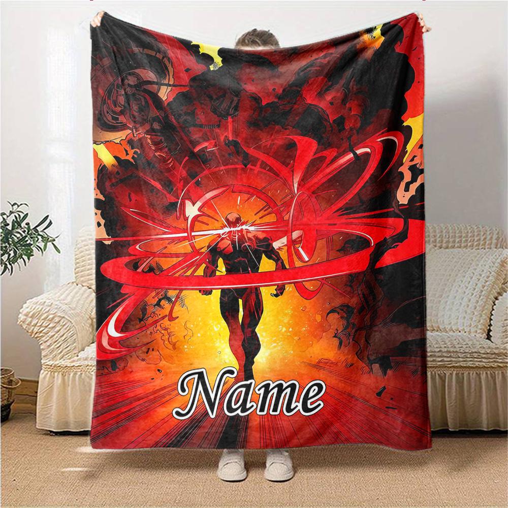 Custom Name Iron Man Tony Stark'S Armor Party Blanket For Couch Bed Plush Cozy Fuzzy Blanket Super Soft Warm Blankets For Fall And Winter 0916273