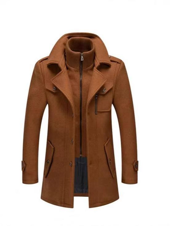 Men's Business Woolen Coat - Double Collar, Autumn/Winter Fashion Outerwear