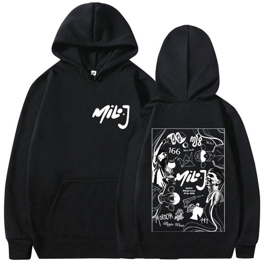 

Rapper Milo J 111 Tour Print Hoodie Men Women Casual Fashion Long Sleeve Sweatshirt Hip Hop Pop Pullover Hooded Streetwear L чорний