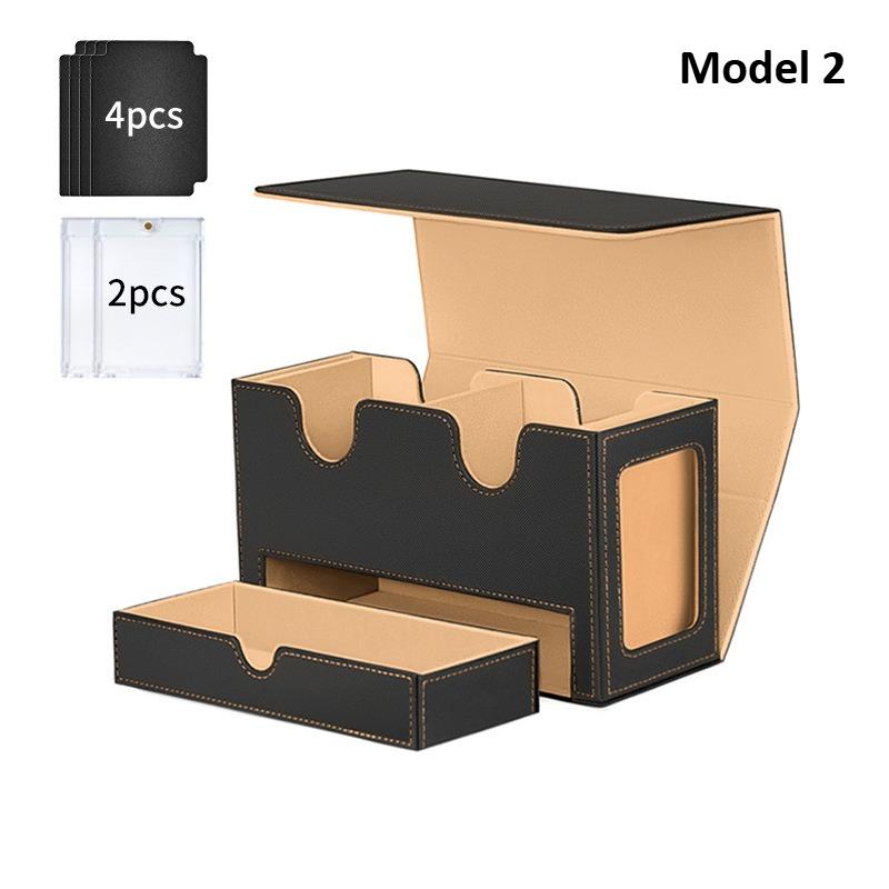 3in1 Deck Box Sports Card Storage Box Fits 200+ Single Sleeved Card Deck Case for MTG TCG CCG Cards with 4 Dividers 2 Toploaders