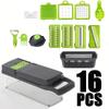 16 in 1 Handheld Slicers Dicers Graters Multifunctional Vegetable Chopper Kitchen Food Tool with Container Safety Guard 2
