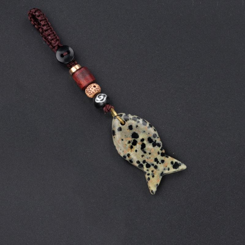 1PC Handmade Fish Keychain Boho Style Keychain Natural Crystal Agate Jewelry Crystal Keychain 38x20mm